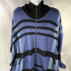 ONOT BRAND PONCHO FULL ZIP SWEATSHIRT ONE SIZE FITS MOST BLUE NWT NEW ACRYLIC